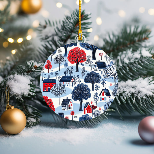 Shineful 2D Acrylic Ornament - Scandinavian Winter Village