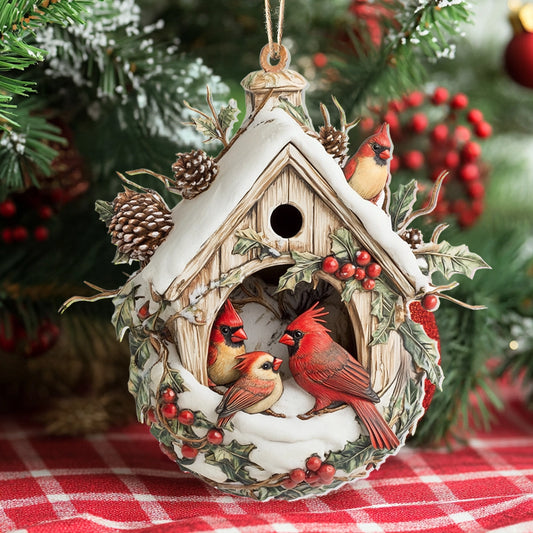 Glänzendes 2D-Acryl-Ornament – ​​Cardinal Cozy Family