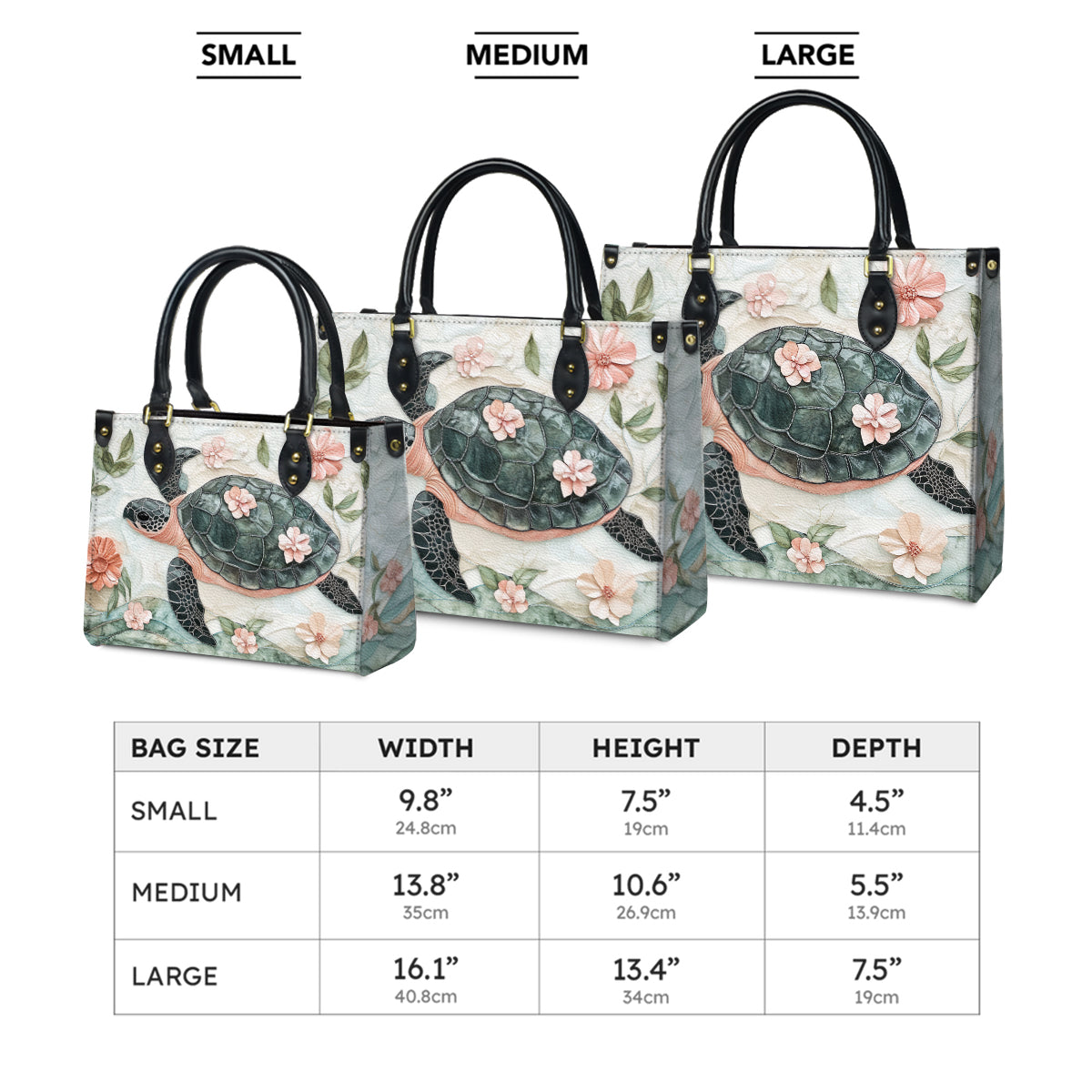 Shineful Leather Bag Floral Turtle