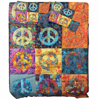 Shineful 4-Piece Bed Sheet Set Multicolored Peace Sign