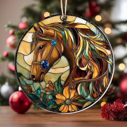 Shineful 2D Acrylic Ornament - Florals Horse Elegance