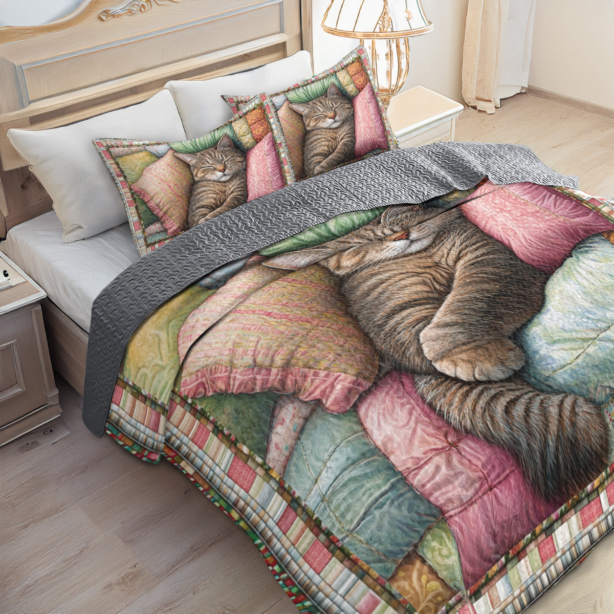 Shineful All Season Quilt 3-Piece Set Cozy Cat Dreams