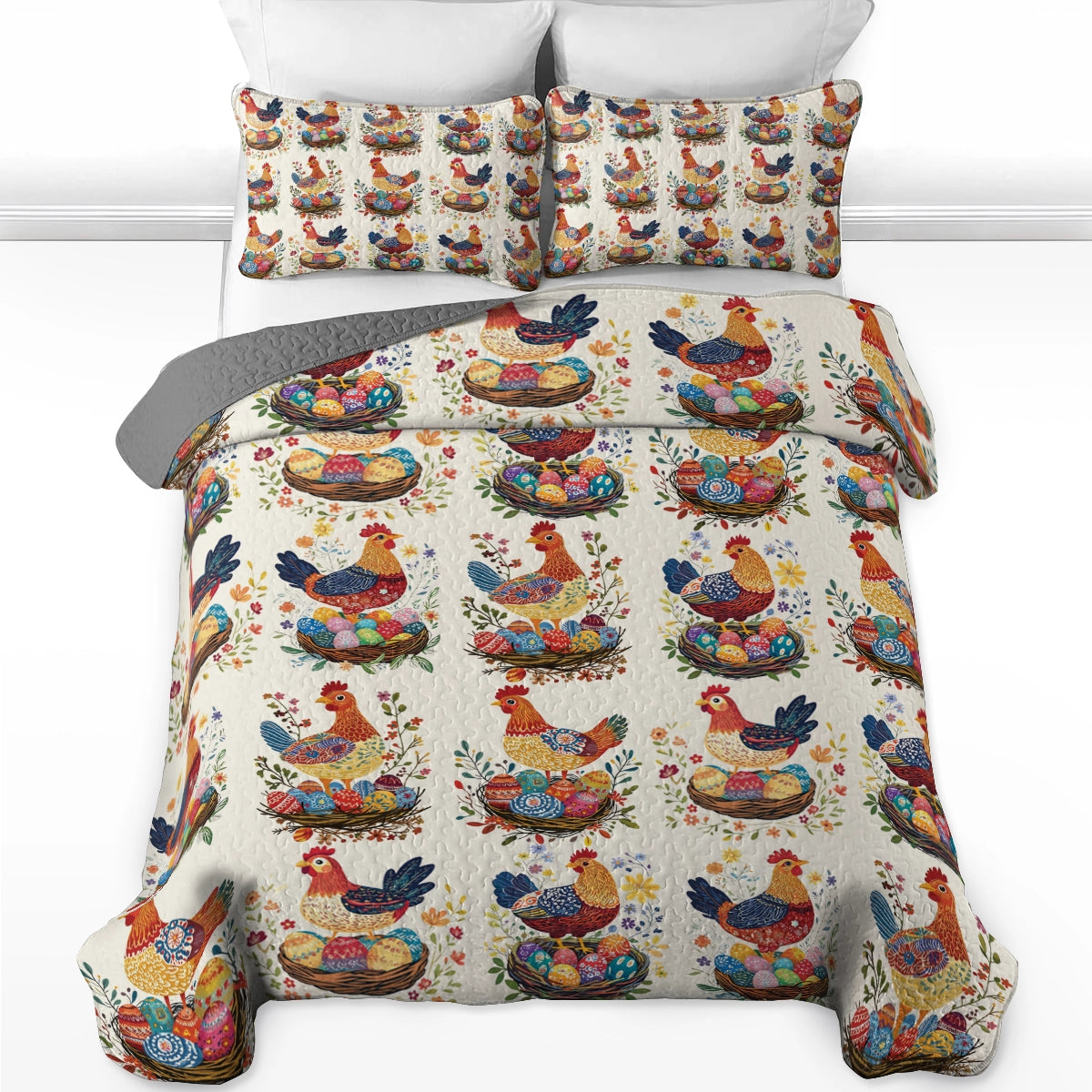 Shineful All Season Quilt 3-Piece Set - Chicken & Egg Nest