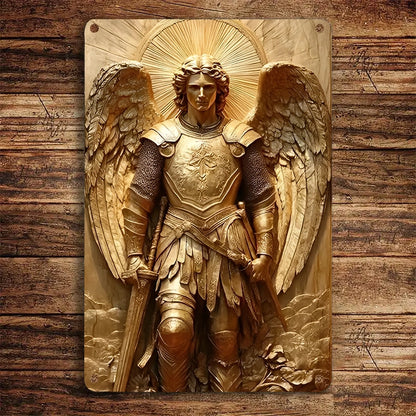 Shineful 2D Metal Sign Guardian Gold Angel