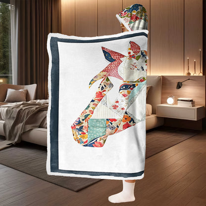 Shineful Wearable Hooded Blanket - Charming Floral Horse