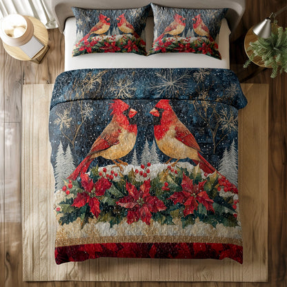 Shineful All Season Quilt 3-Piece Set - Cardinal Snowfall