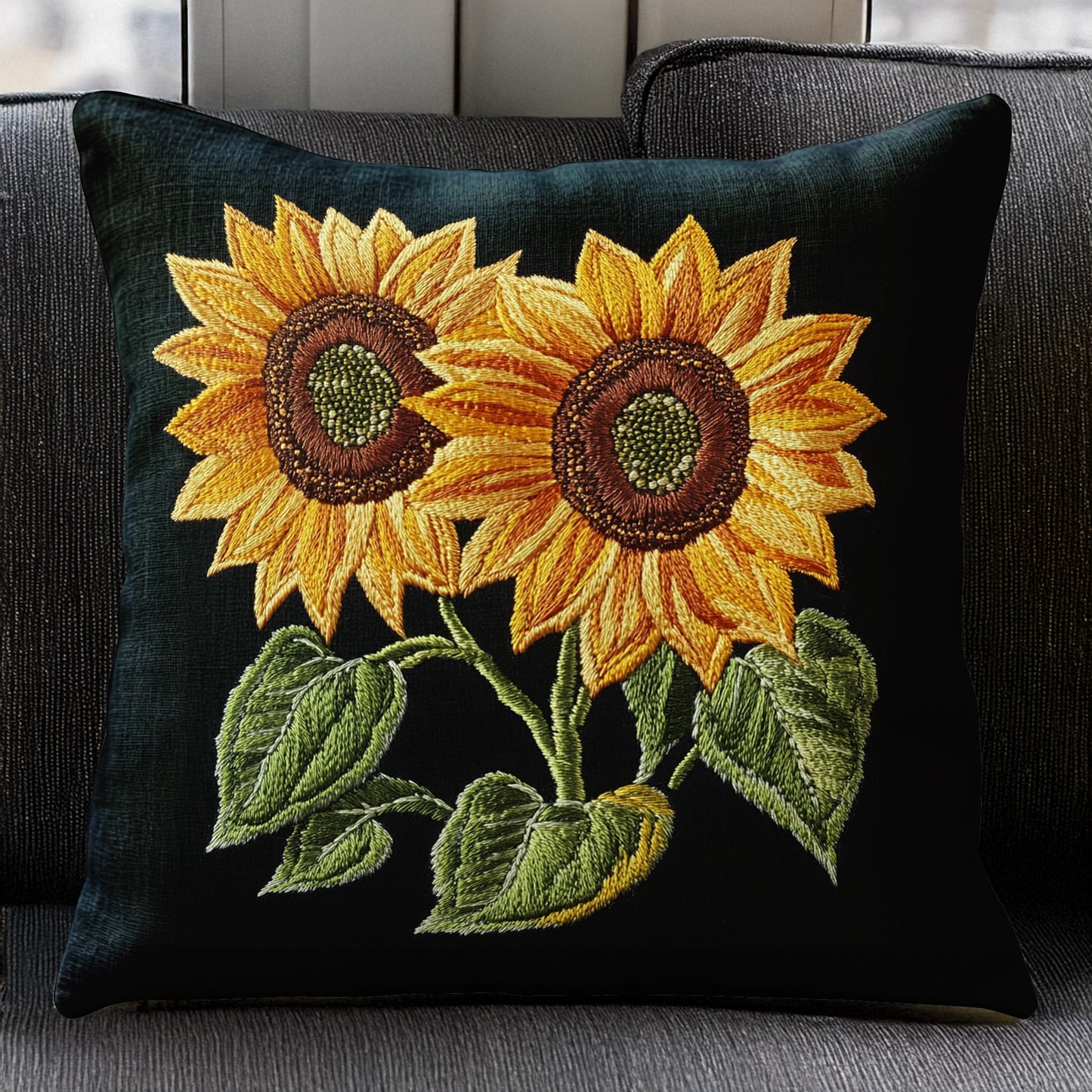 Coussin Shineful 2D imprimé à plat Tournesol doré brillant 