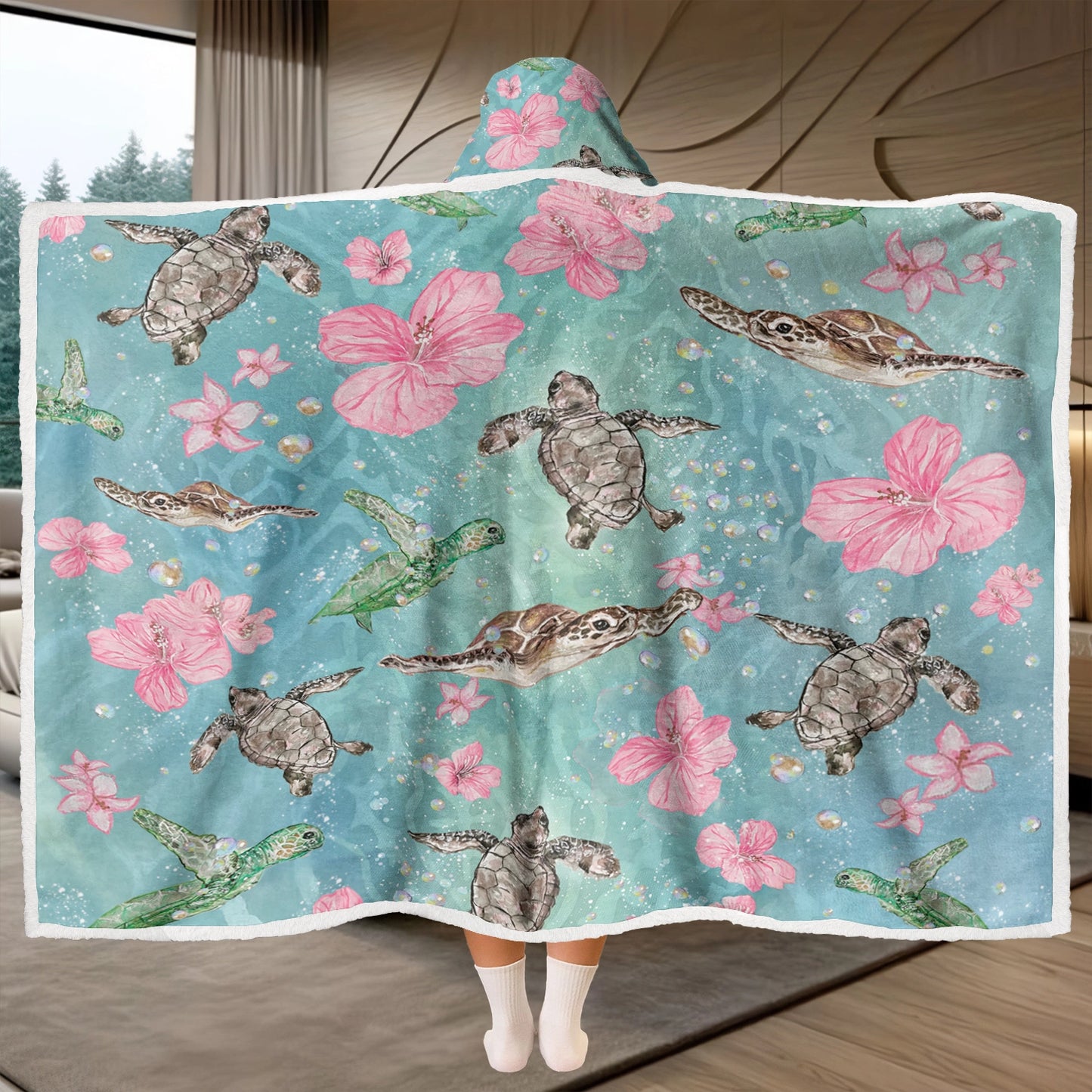 Shineful Wearable Hooded Blanket - Sea Turtle Freedom