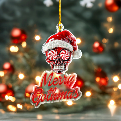 Shineful 2D Acrylic Ornament Merry Gothmas Hypnotic Skull