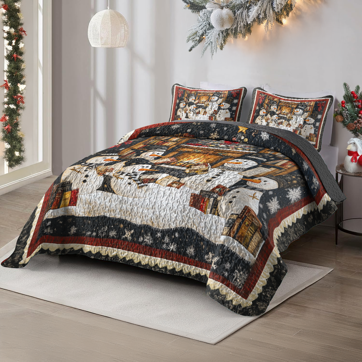 Shineful All Season Quilt 3-Piece Set Snowman Book Club