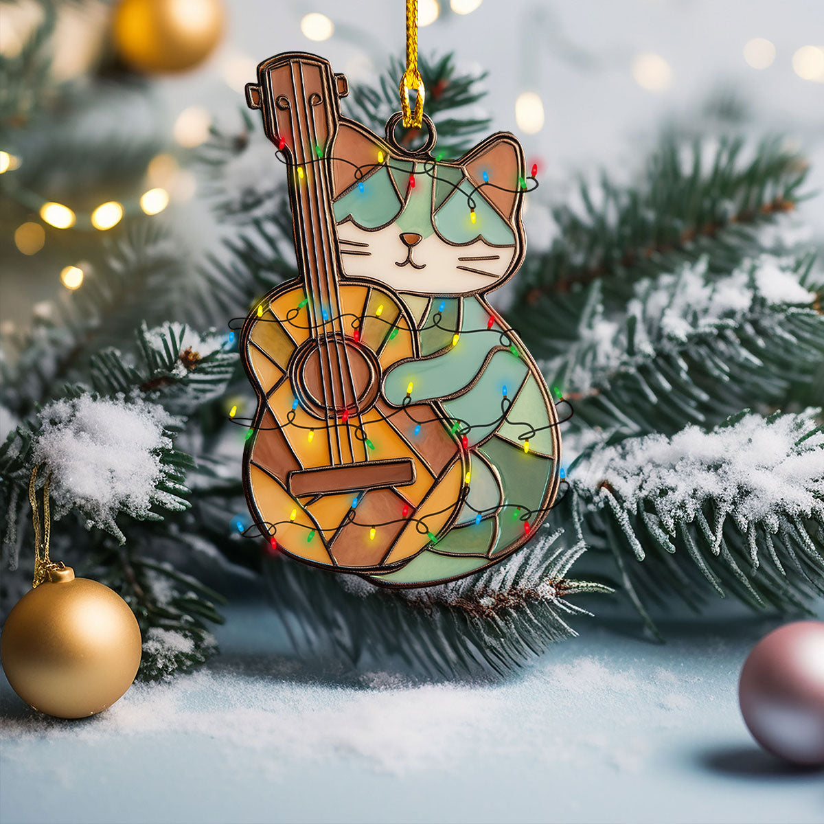 Shineful 2D Acrylic Ornament - Guitar Harmony Cat