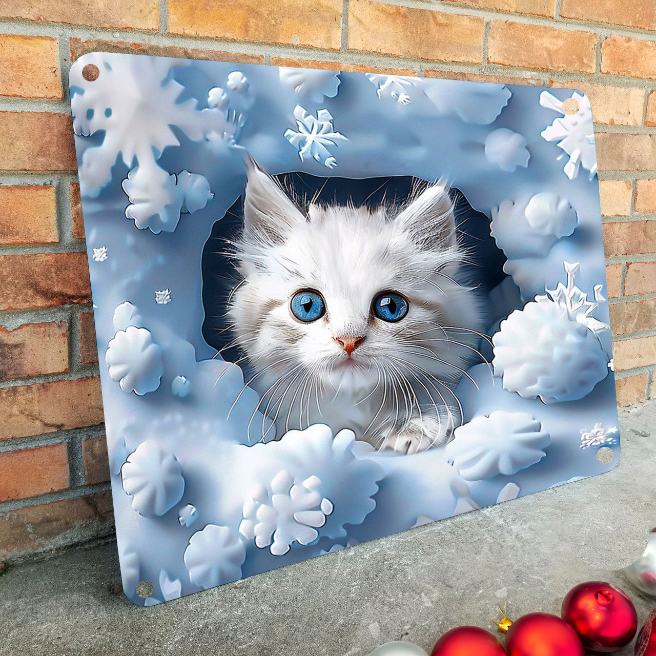 Shineful 2D Metal Sign Snowy Kitten