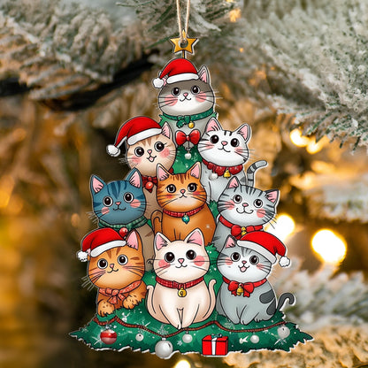 Shineful 2D Acrylic Ornament - Purr-fectly Stacked Christmas Cats