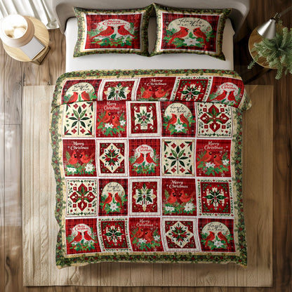 Shineful All Season Quilt 3-Piece Set - Holiday Cardinal Cheer