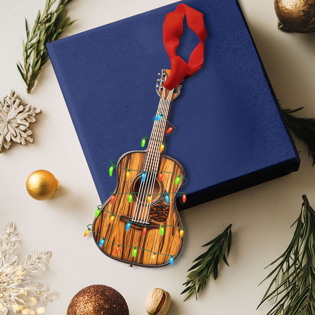 Shineful 2D Acrylic Ornament - Holiday Guitar