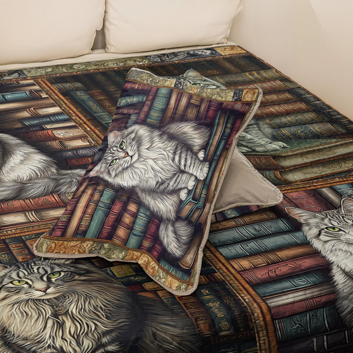 Shineful All Season Quilt 3-Piece Set - Purrfect Library Dreams