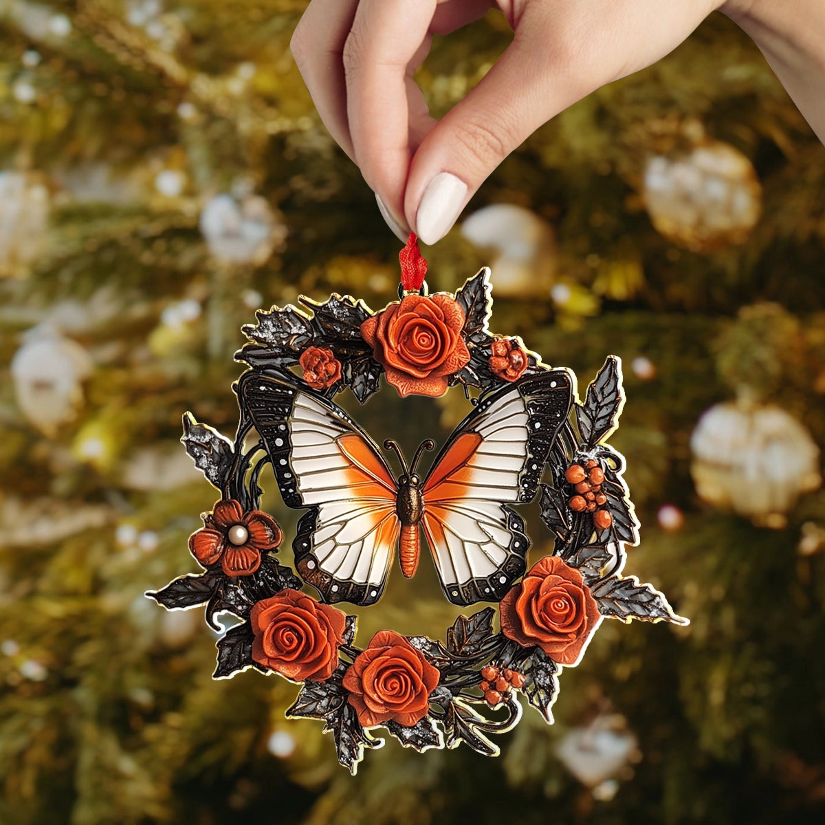 Shineful 2D Acrylic Ornament Rose Bloom Butterfly