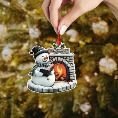 Shineful 2D Acrylic Ornament Snowman Book Nook