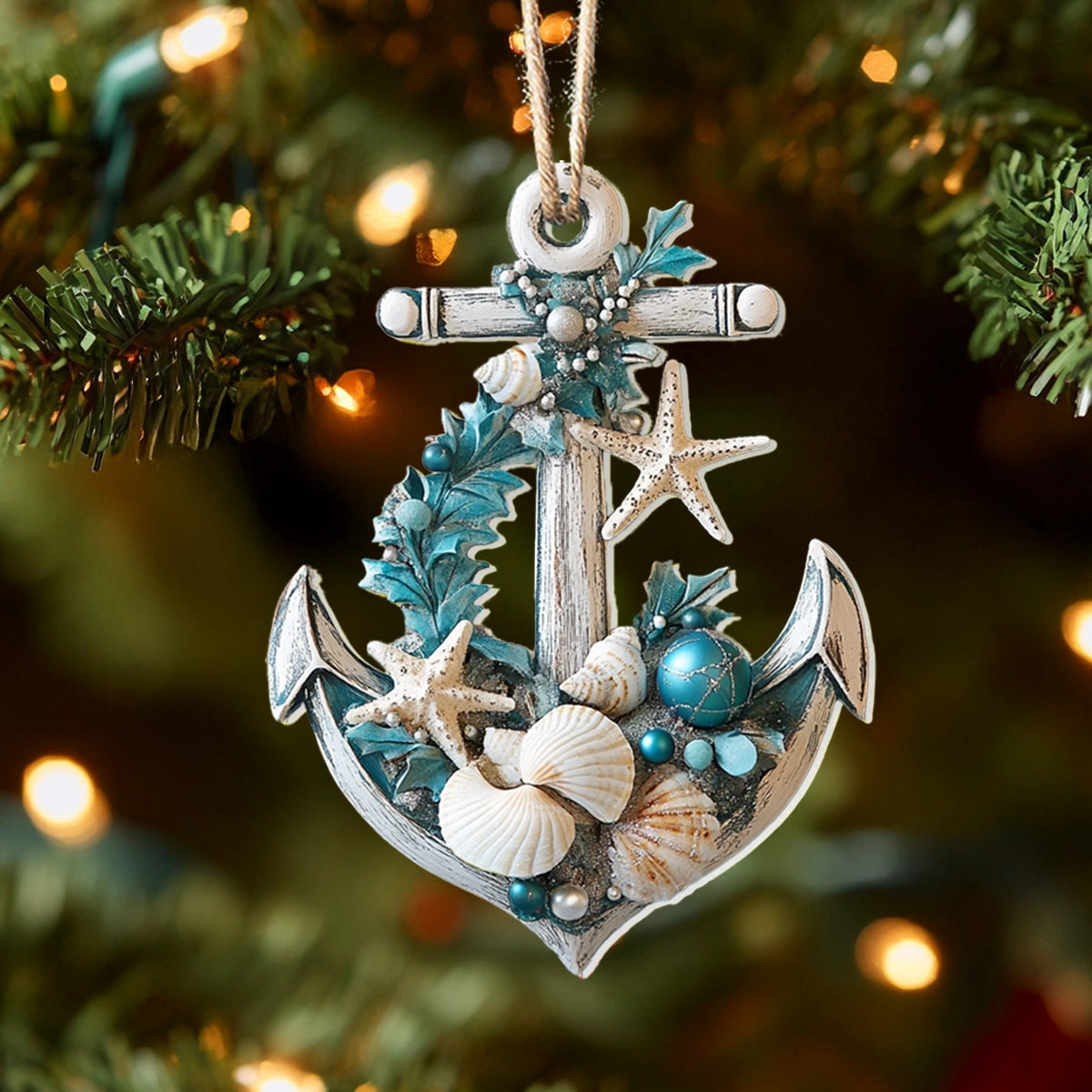 Shineful 2D Acrylic Ornament Coastal Christmas Anchor