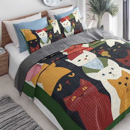 Shineful All Season Quilt 3-Piece Set - Christmas Cats