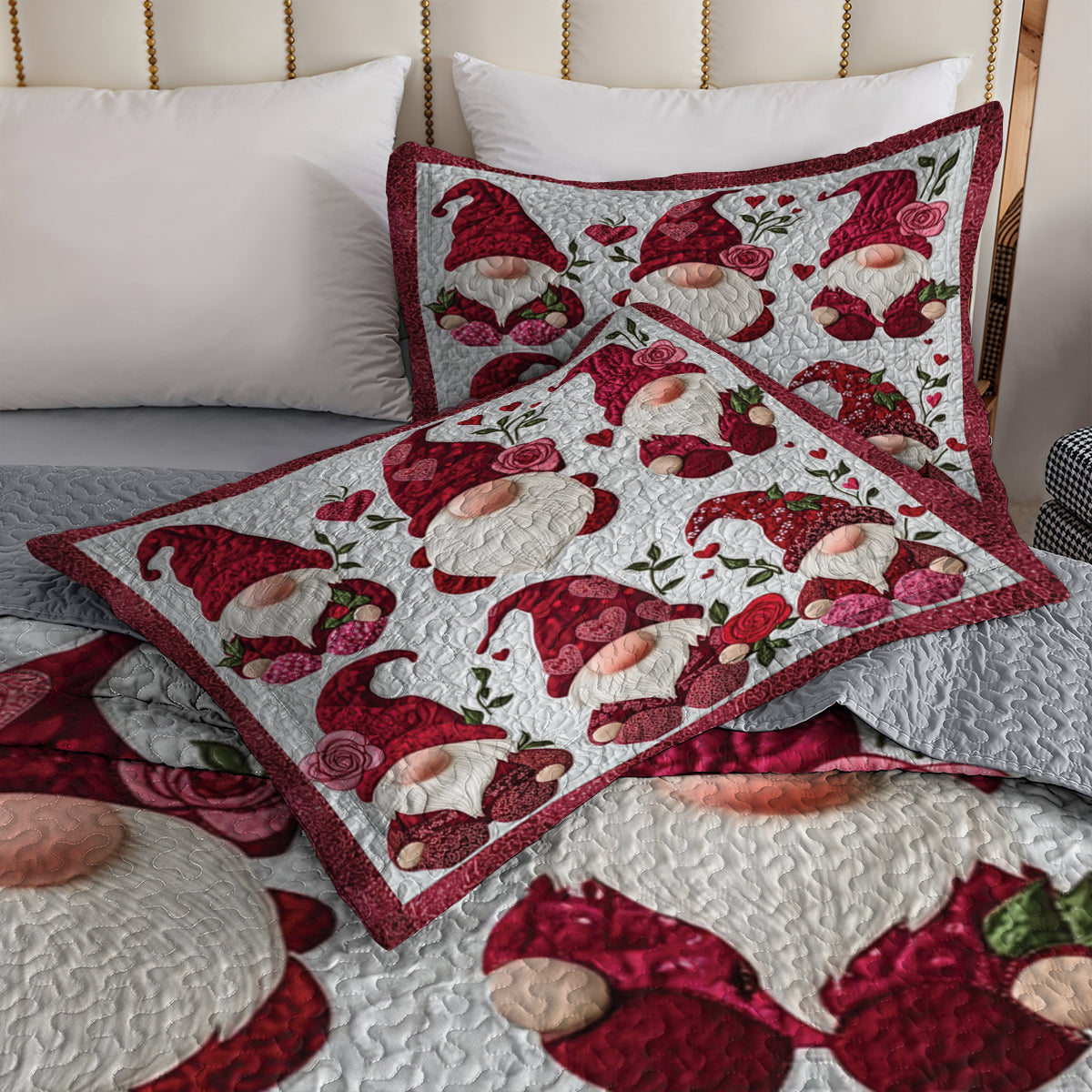 Shineful Flat Print All Season Quilt 3-Piece Set - Romantic Gnome