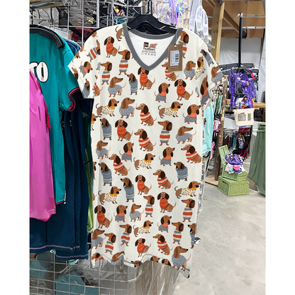 Shineful V-neck Nightshirts Dachshund Cuteness Overload