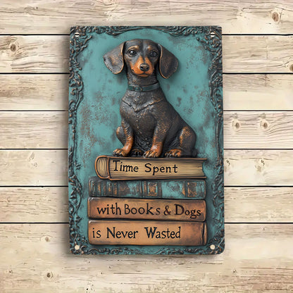 Shineful 2D Metal Sign Reading Pup