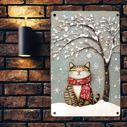 Shineful 2D Metal Sign Winter Cat