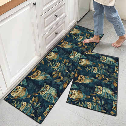 Shineful Ultra-Thin Non Skid Floor Mat, Kitchen Rugs Nightfall Owl Symphony