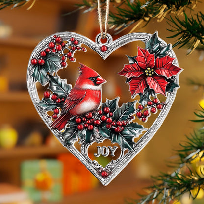 Shineful 2D Acrylic Ornament - Heartfelt Cardinal Joy