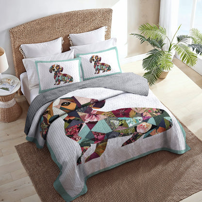 Shineful All Season Quilt 3-Piece Set Patchwork Dachshund