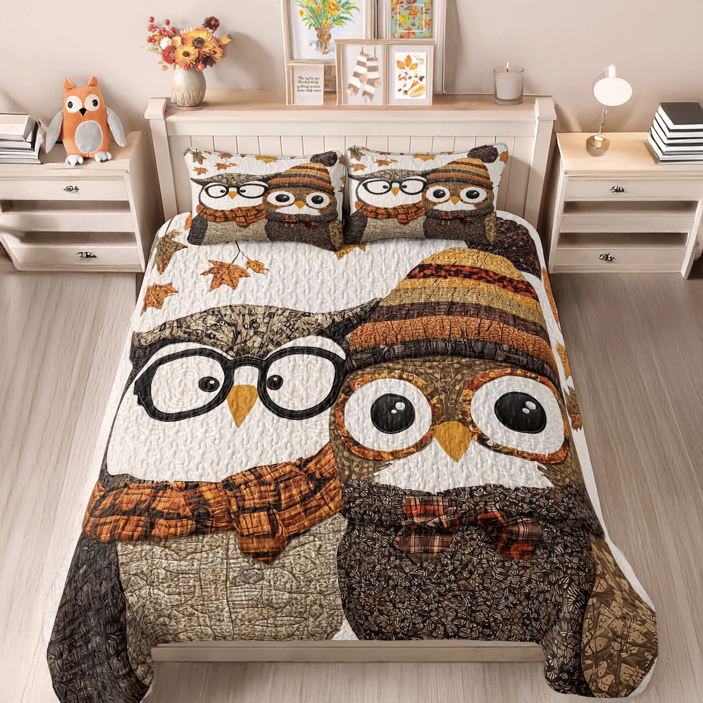 Shineful All Season Quilt 3-Piece Set - Cozy Owl Companions