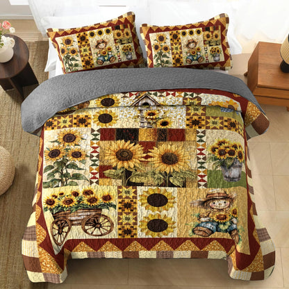 Shineful All Season Quilt 3-Piece Set Sunlit Farm Patchwork