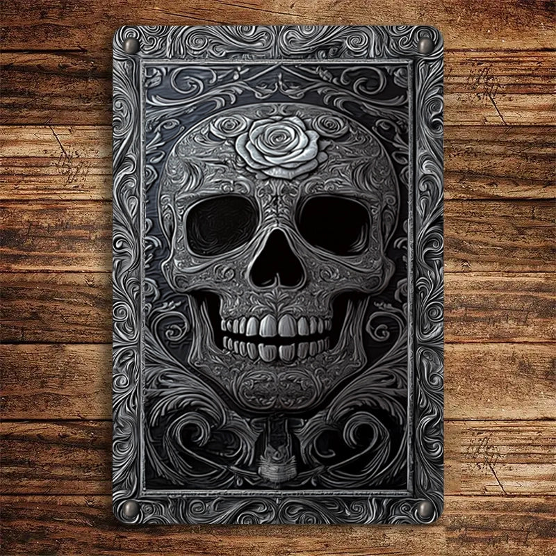 Shineful 2D Metal Sign Skull of Roses