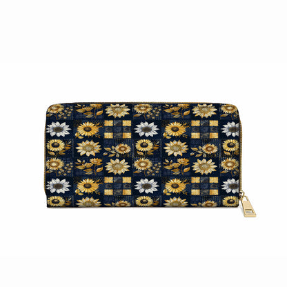 Shineful Leather Clutch Purse With Wristlet Strap Handle Inelegance Sunflowers