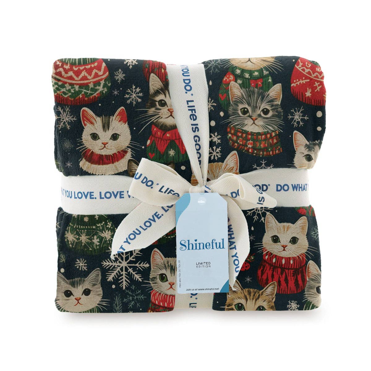 Shineful Fleece Blanket Meowy Catmas