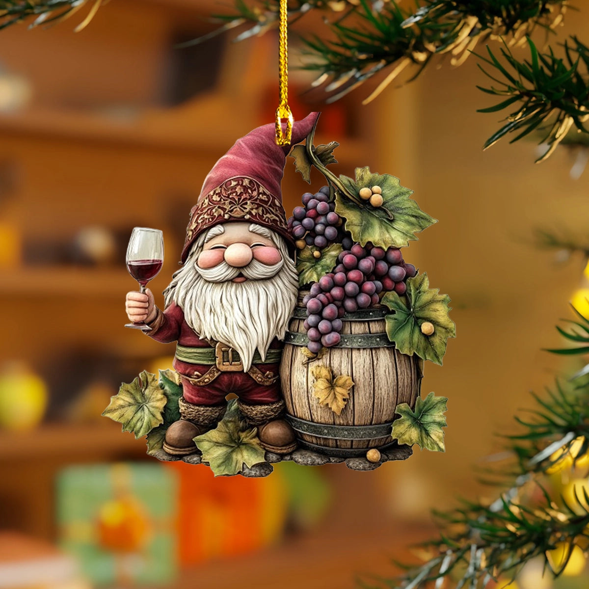 Shineful Acrylic Ornament Wine-Loving Gnome