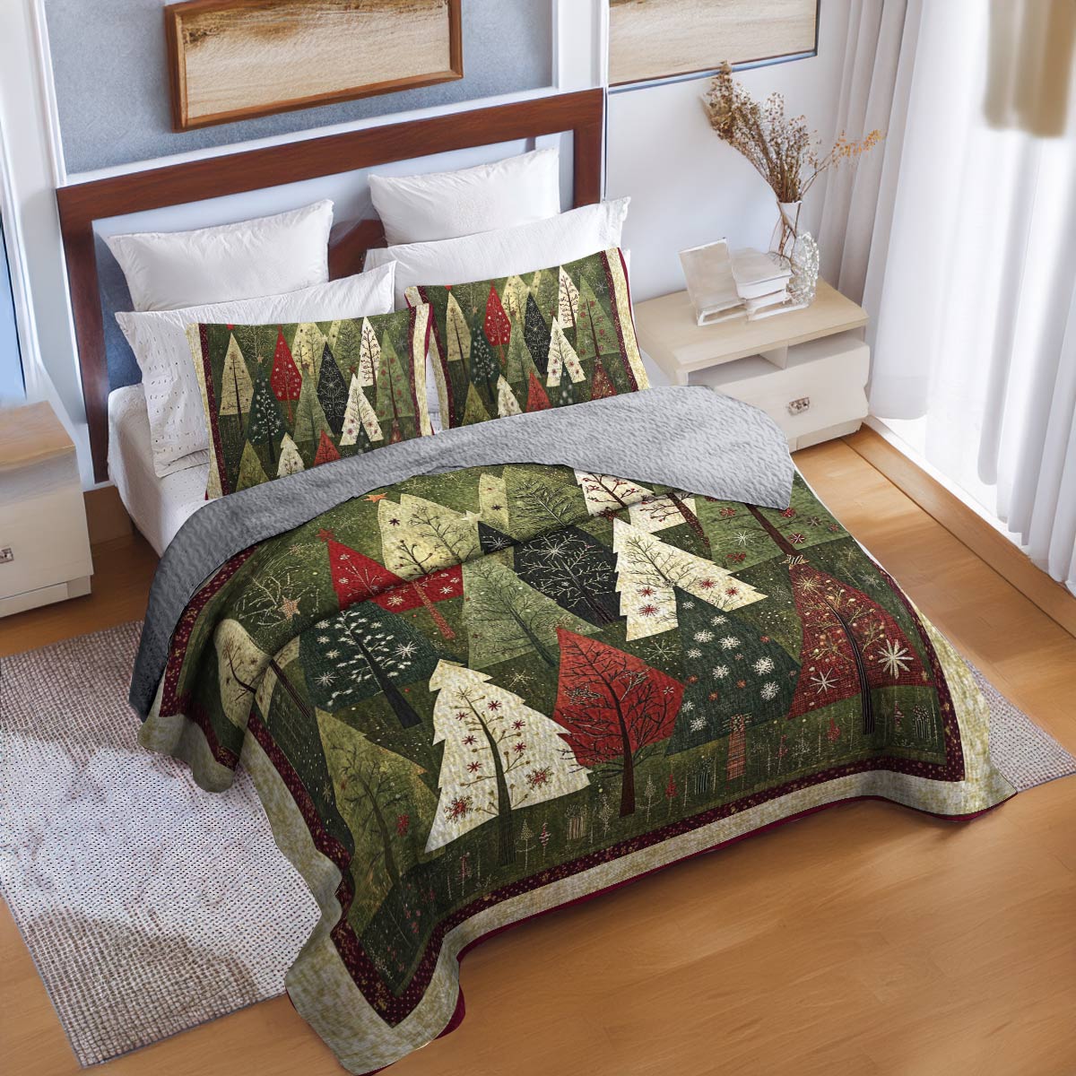 Shineful All Season Quilt 3-Piece Set Festive Forest