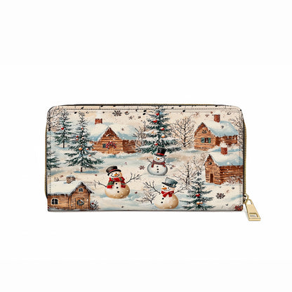 Shineful Leather Clutch Purse With Wristlet Strap Handle Snow Melody