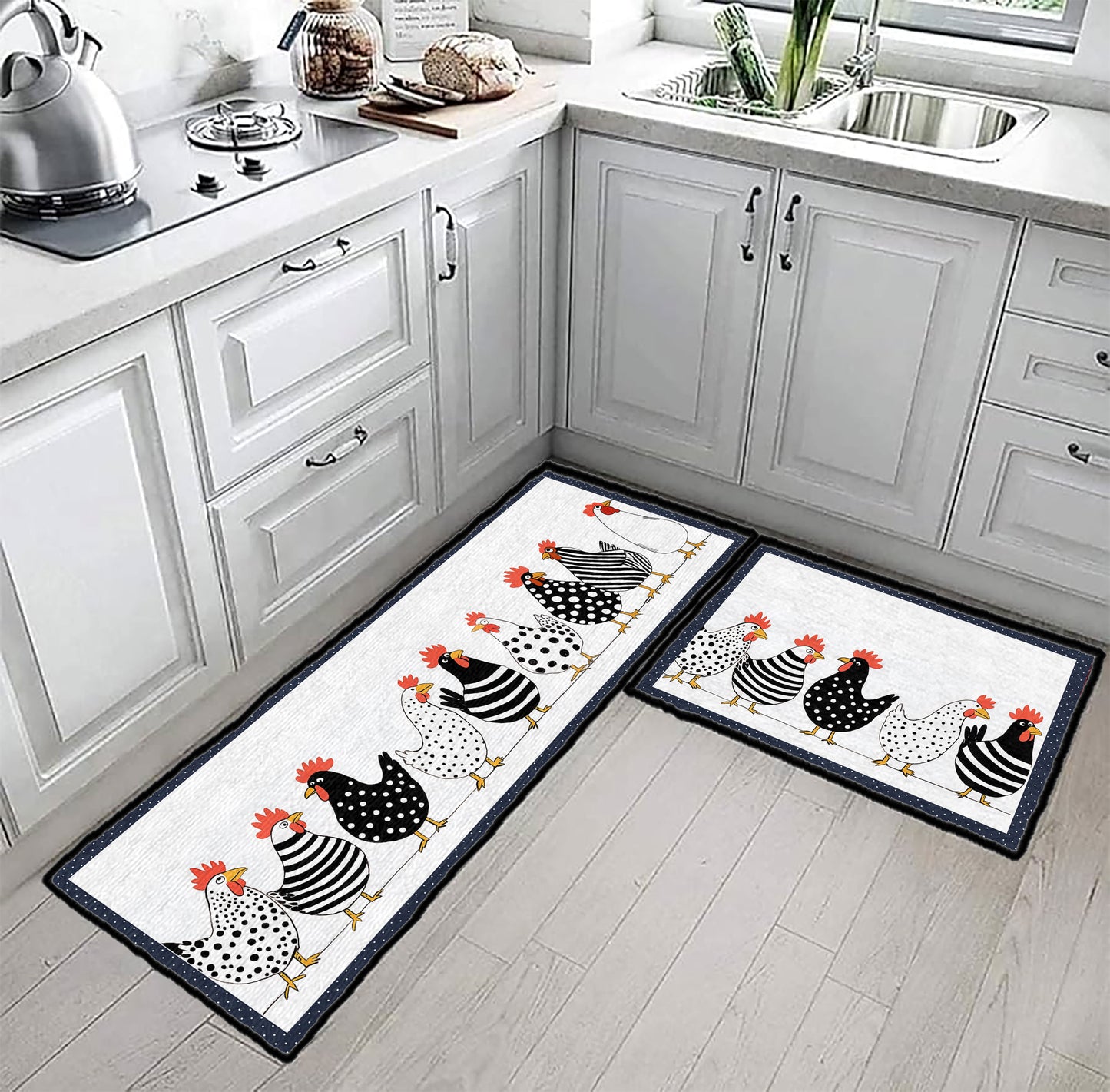 Shineful Ultra-Thin Non Skid Floor Mat, Kitchen Rugs Funny Chicken