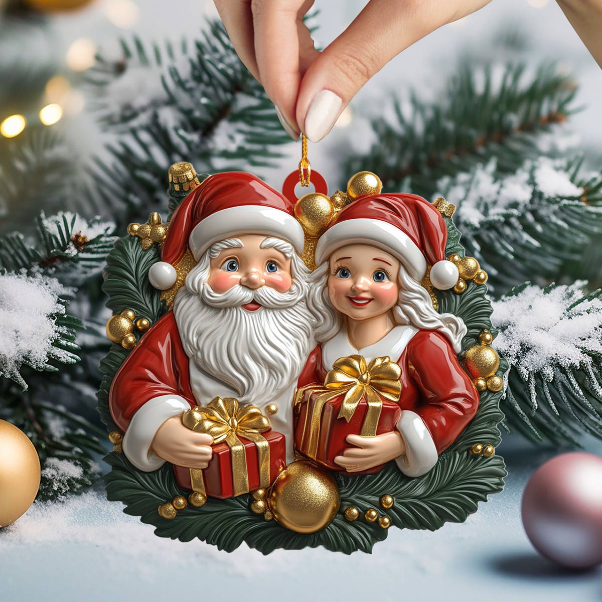 Shineful 2D Acrylic Ornament Jolly Claus Couple