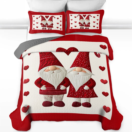 Ensemble de courtepointe toutes saisons Shineful 3 pièces Cozy Gnome Love 