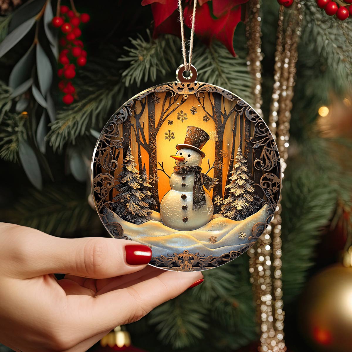 Shineful 2D Acrylic Ornament Frosted Snowman