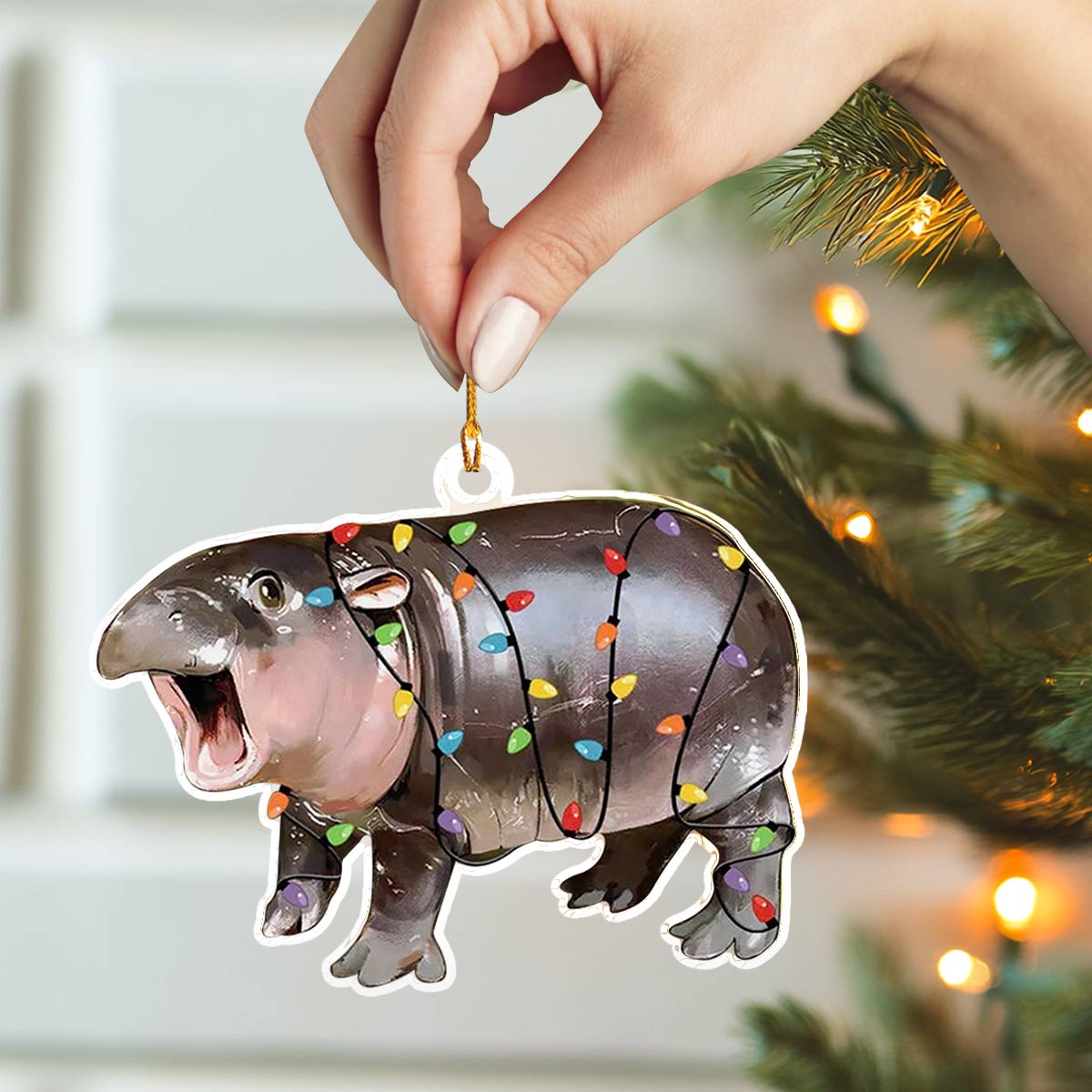 Shineful 2D Acrylic Ornament Baby Hippo Moo