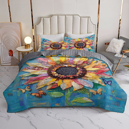 Shineful All Season Quilt 3-Piece Set Vibrant Sunflower Dream