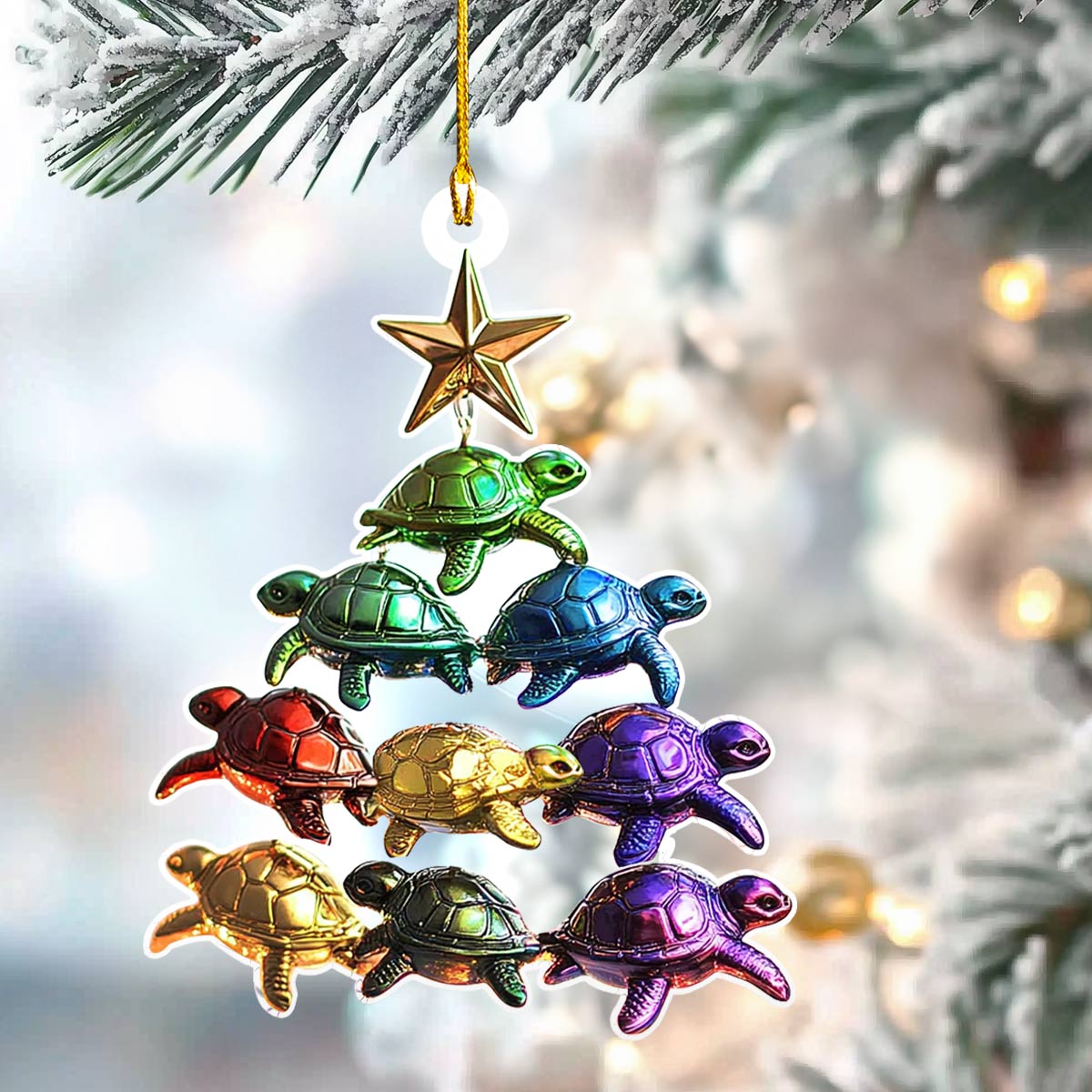 Shineful 2D Acrylic Ornament Turtle Christmas Tree