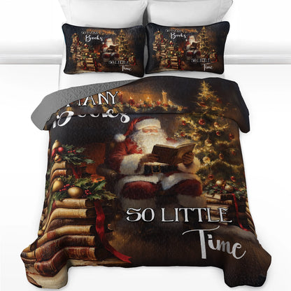 Shineful All Season Quilt 3-Piece Set - Santa's Christmas Reading Corner