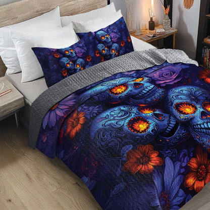 Shineful All Season Quilt 3-Piece Set - Midnight Sugar Skull