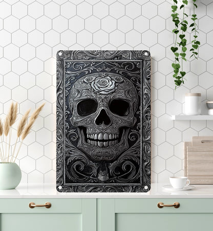 Shineful 2D Metal Sign Skull of Roses