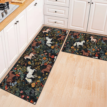 Shineful Ultra-Thin Non Skid Floor Mat, Kitchen Rugs Wildflower Horse